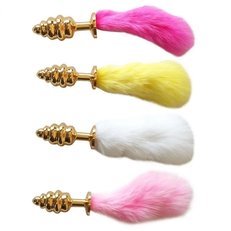5" animal 4-colored Tail Plug Spiral Golden