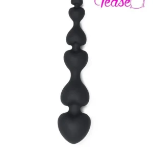 1426M Black Silicone Heart Beaded Anal Massager