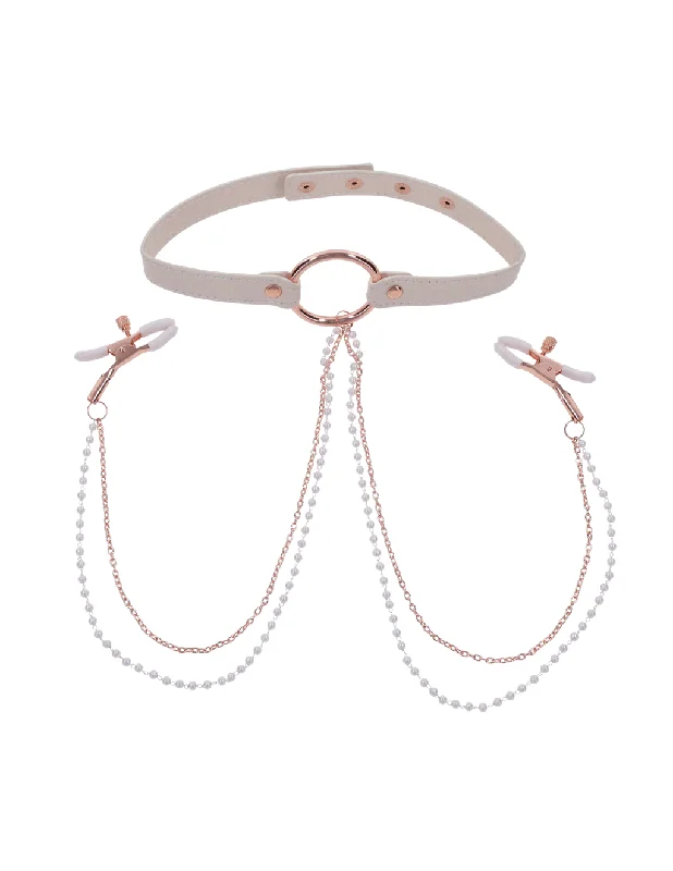 Peaches N Creame Collar w. Nipple Clamps