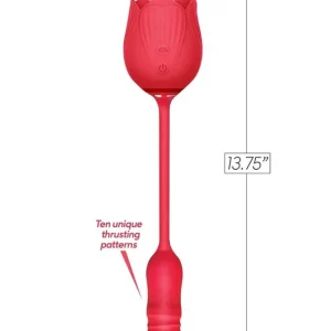 Wild Rose Lick and Thrust Rechargeable Silicone Dual Vibrator with Clitoral Stimulator