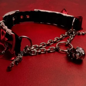 "Tethered Pulse" - Dusty Lilac, Crimson & Black Velvet Luxury Martingale Collar